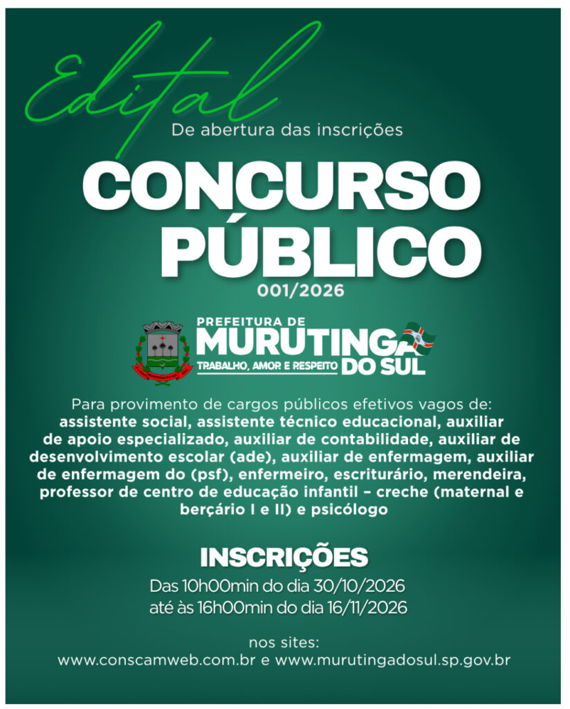Concurso Público em Murutinga do Sul Oferece Salários de Até R$ 5,1 Mil